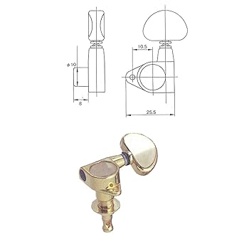 エレキギター用糸巻き(左用)( GOLD) YAMAHA ビンテージ エレキギター用 ゴールドペグ パーツ 糸巻き